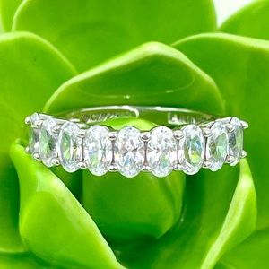 Diamonique Oval Cut 9 Stone Ring Size 8 NIB